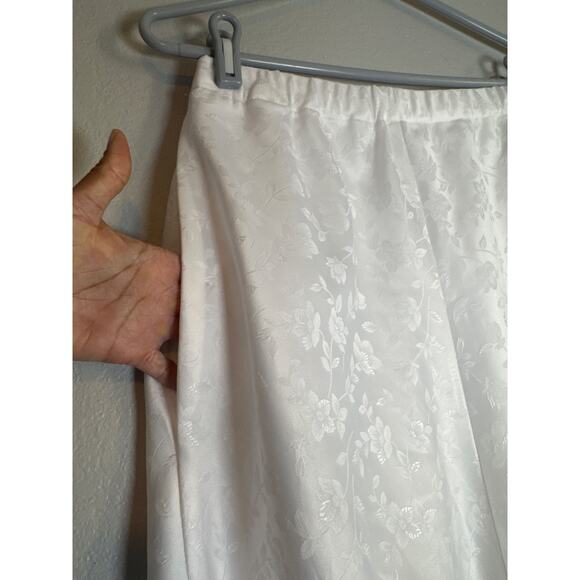 Vintage Satin White Floral Midi Skirt Women Medium Bridal Bride Coquette Cottage - Picture 3 of 4